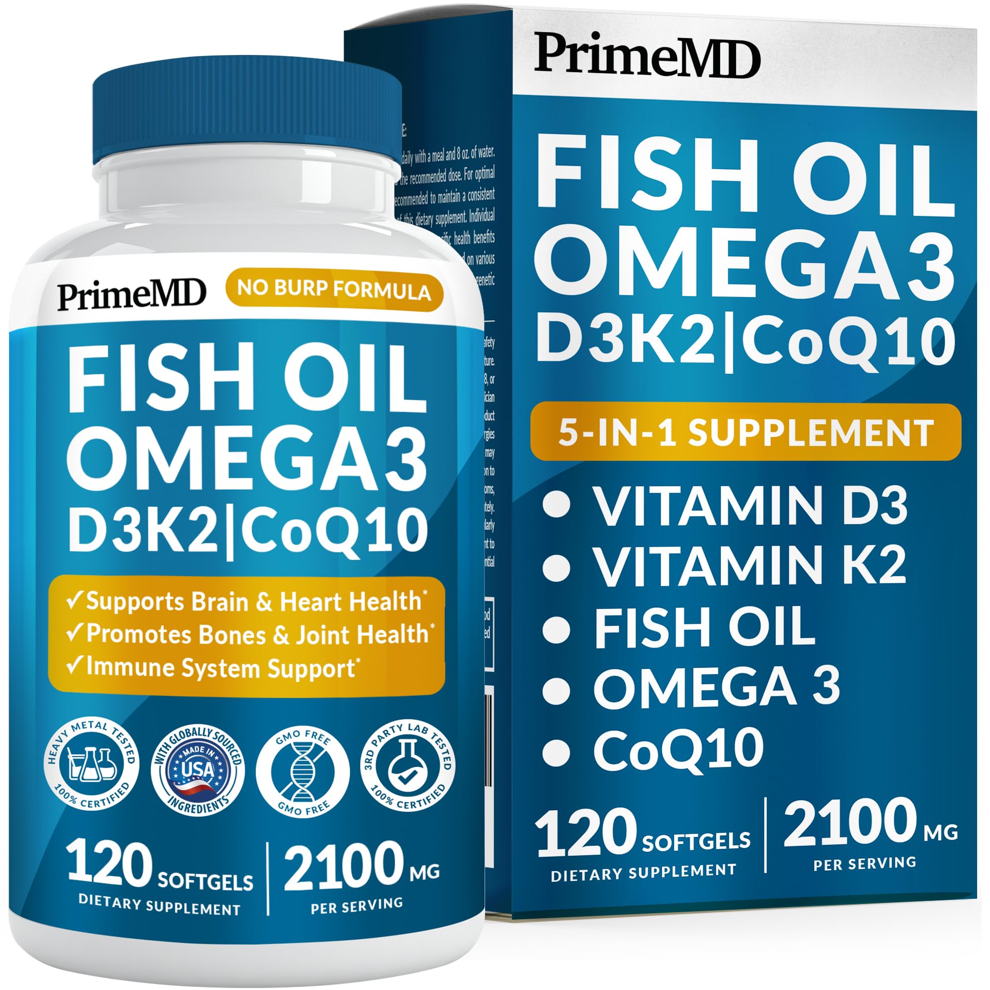 5-in-1 Fish Oil Omega 3 with D3 K2 CoQ10