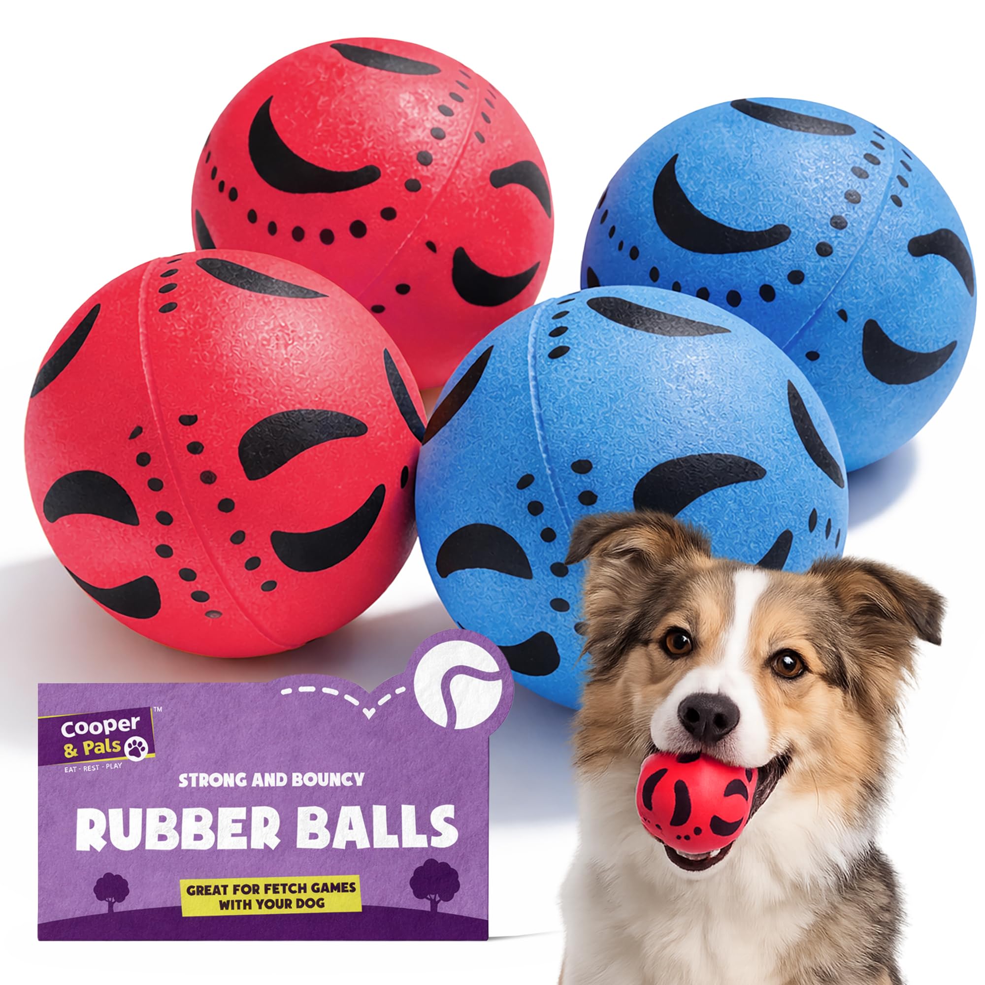SOL 4pk Bulk Rubber Balls, Strong & Durable Dog Balls, Soft and Bouncy Design, Perfect for Fetch, Chewing, and Playtime, Pet-Friendly Materials, Ideal for Active Dogs, Training, and Outdoor Fun