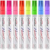 Overseas Neon Fluorescent Paint Markers, 8 Colors Oil Based Paint Pens | Medium Tip, Waterproof, Fade Resistant, UV Reactive Neon Markers for Glass, Plastic, Rock, Wood, Metal, Rubber, Pumpkin
