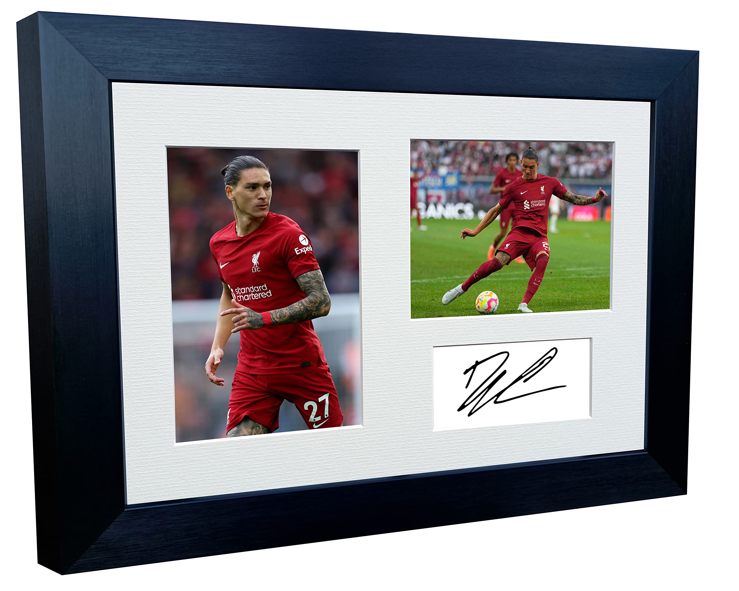 Kitbags & Lockers 2022/23 Darwin Nunez Liverpool Triple Autographed Signed 12x8 A4 Photo Photograph Picture Frame Football Soccer Poster Gift