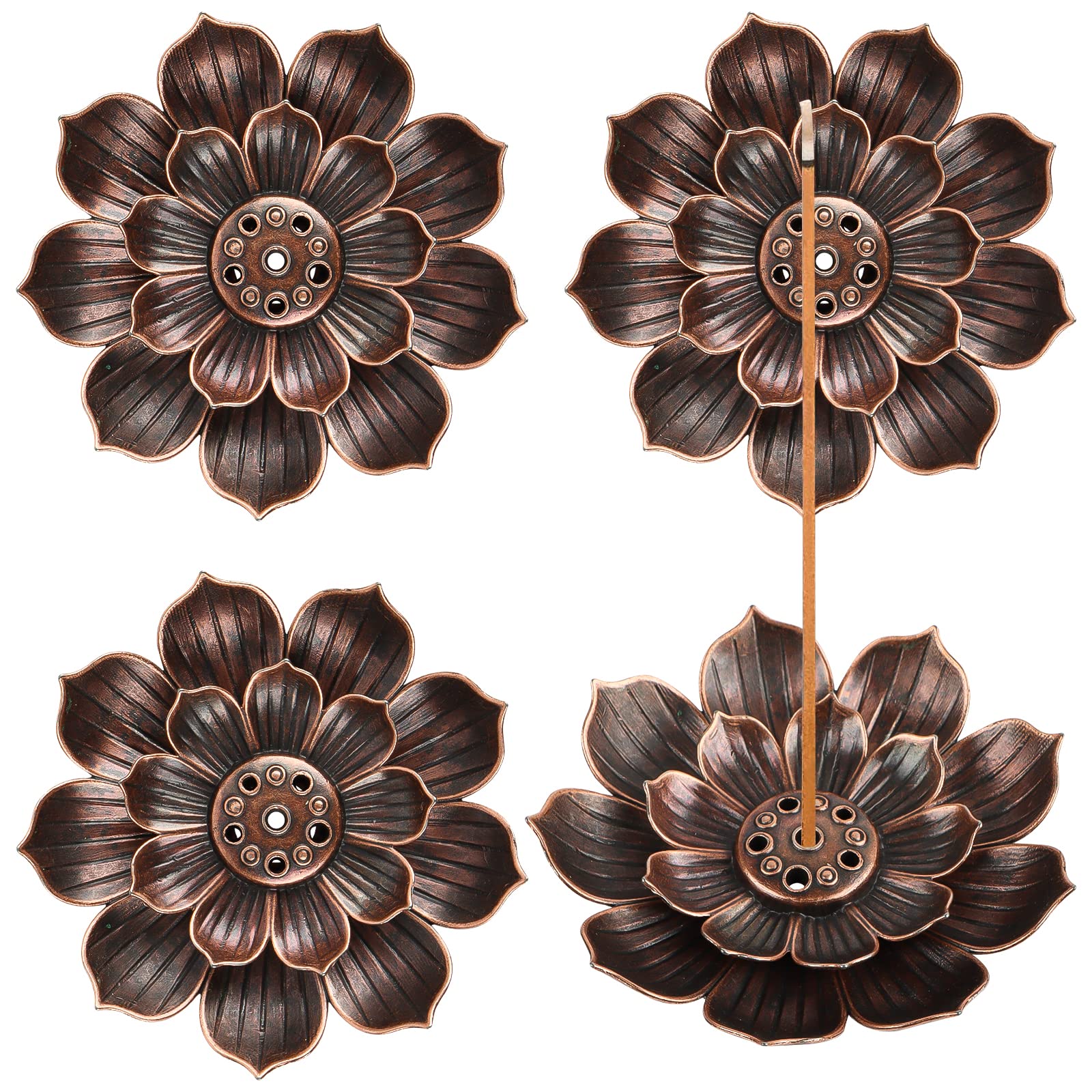 4 Pcs Incense Holder,Mini Lotus Incense Stick Holders Burner Holder with 6 Incense Holes for Office Tea House Meditation Yoga SPA Home Fragrance Decor(2.28 inch/5.8 cm)