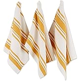 DII Everyday Kitchen Dishtowel Collection Large Chef Stripe Tea Towel, 18x28, Honey Gold, 3 Count