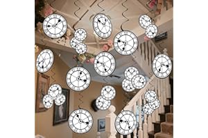 60Pcs Wonderland Clock Hanging Swirls Wonderland Tea Birthday Party Decorations Curious Clock Ceiling Streamers Fairytale The