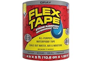 Flex Tape, Original Thick Flexible Rubberized Waterproof Tape - Seal and Patch Leaks, Works Underwater, Indoor Outdoor - Home RV Roof Plumbing and Pool Repairs, Gray, 4 in x 5 ft, Pack of 1
