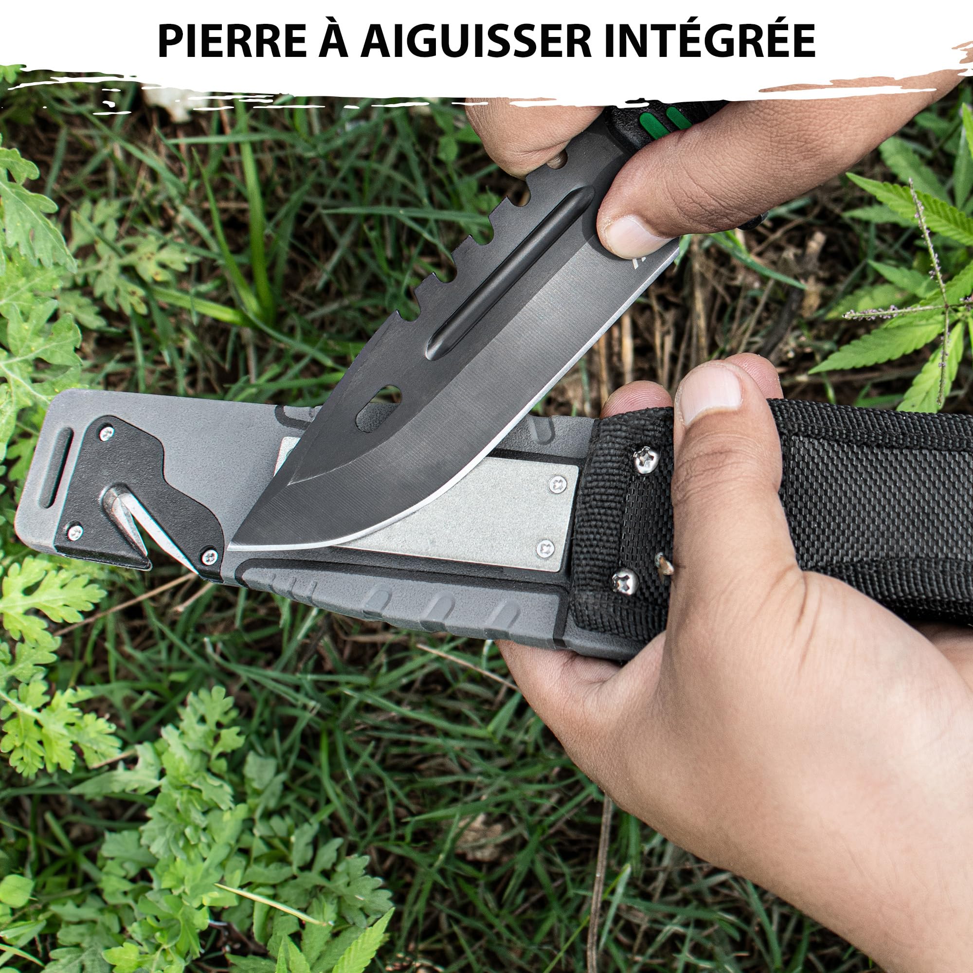 naifu® - The Hunter X Outdoor Messer Jagdmesser 12 CM - mit Kydex Holster - Bushcraft Messer - Perfektes - Feuerstarter und Schleifstein enthalten 6