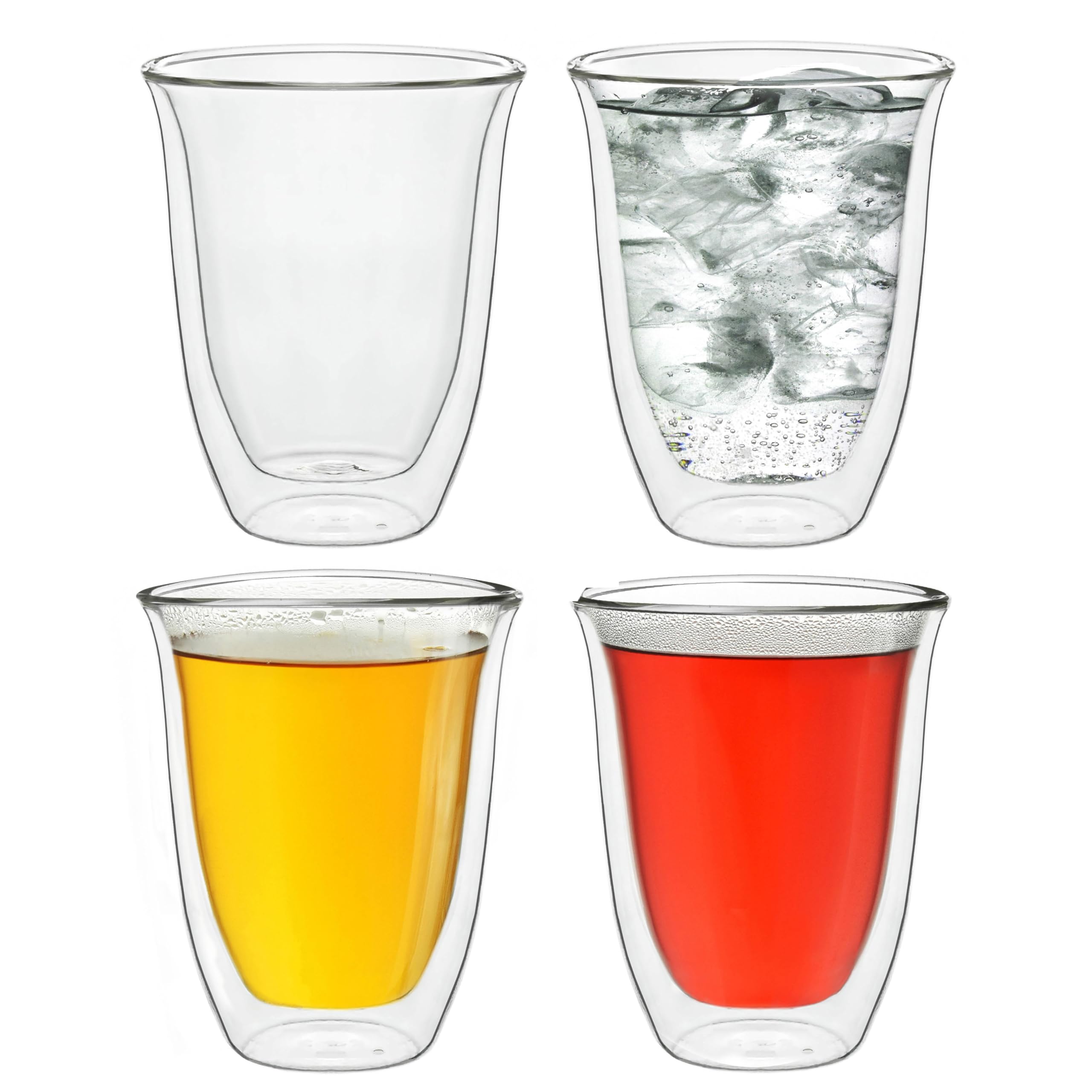 Creano Double Walled Coffee Glasses 250ml - Insulated Cappuccino Cups - Latte Macchiato, Tea - Handmade Heat Resistant Mugs - 4 pcs (Pack of 1)