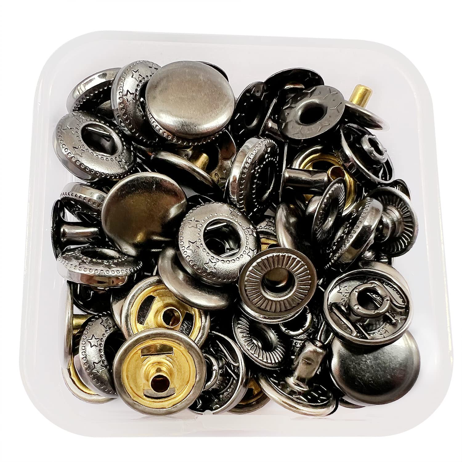 RERI Press Studs Diameter 12.5 mm Black for Leather Craft Jacket Handbag Wallet Set of 20