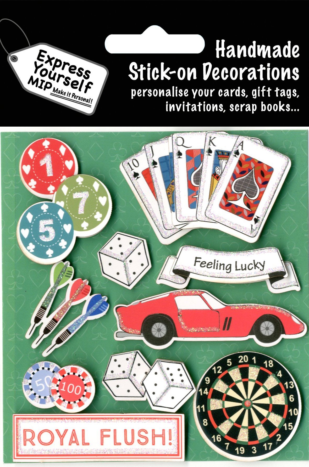 Express Yourself MIP, self Adhesive, Gambling & Sports Car Toppers - Ideal for Card Making, Scrapbooking, Papercrafts, Childrens Crafts etc