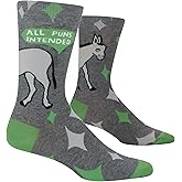 Blue Q Men’s Funny Novelty Crazy Crew Socks with Sayings, Silly Gift for Dad, Husband or Guys, Unique Design, Shoe Size 7-12