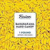 Bananarama Banana Flavored Hard Candy, Yellow, Bulk 1lb, Gluten-Free | Approx. 700 Pieces of Classic Banana Flavored Hard Candy, Gluten-Free, Heat-Sealed Bag