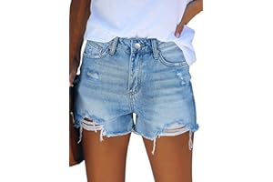 CHICZONE Womens Mid-High Waisted Ripped Denim Jean Shorts Cutoff Stretchy Summer Hot Short Pants
