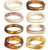 Vieyomn 8 Pcs Irregular Chunky Wide Wrist Bangle Bracelet Colorful Acrylic Resin Bangle Bracelets Set for Women