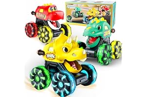TSOMTTO Monster Truck Toys Dinosaur Cars for Toddlers 1-3, Press and Go Cars Truck Toys for 1 2 3 4 5 Year Old Boys Girls Gift, Light Up Boy Toy Dinosaur Cars for 2 3 4 One Two Year Old Boy Birthday Gifts