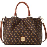 Dooney &amp; Bourke Women's Gretta Brenna Satchel in Coated Cotton, Large Handbag with Adjustable Detachable Shoulder Strap