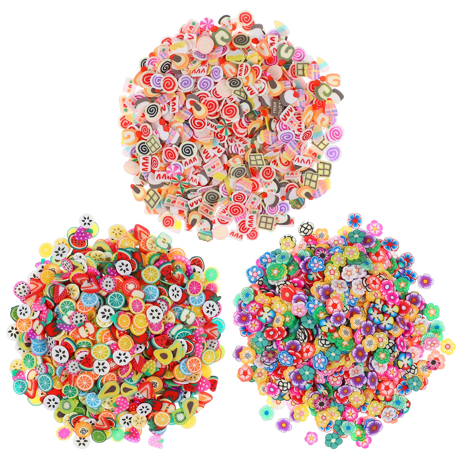 FRCOLOR 3000 Pieces Nail Art Slices,3D Fruit Slices Nail Art Decorations Christmas Slime Slices Making Supply for Crafts Nail Art and Face Decoration