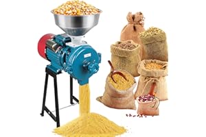 Snowtaros - Electric Grain Grinder 3000W 110V Commercial Corn Grinder with Funnel, Dry Feed Grain Mill Machine, Adjustable Co