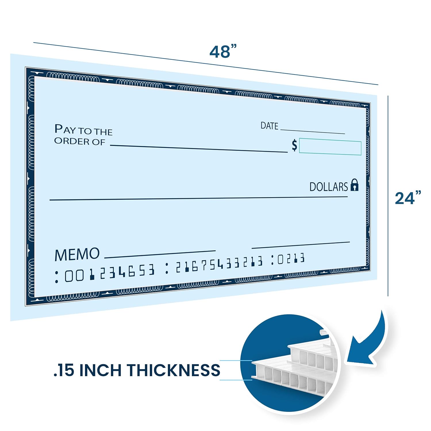 24 x 48 Oversize Giant Check Novelty Dry Erase Pack of 1 Fundraiser