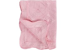 YIQIGO Toddlers and Baby Quilt Lightweight Blanket Embossed Cotton Quilt 4 Seasons Scalloped Newborn Baby Boy/Girl (Pink)