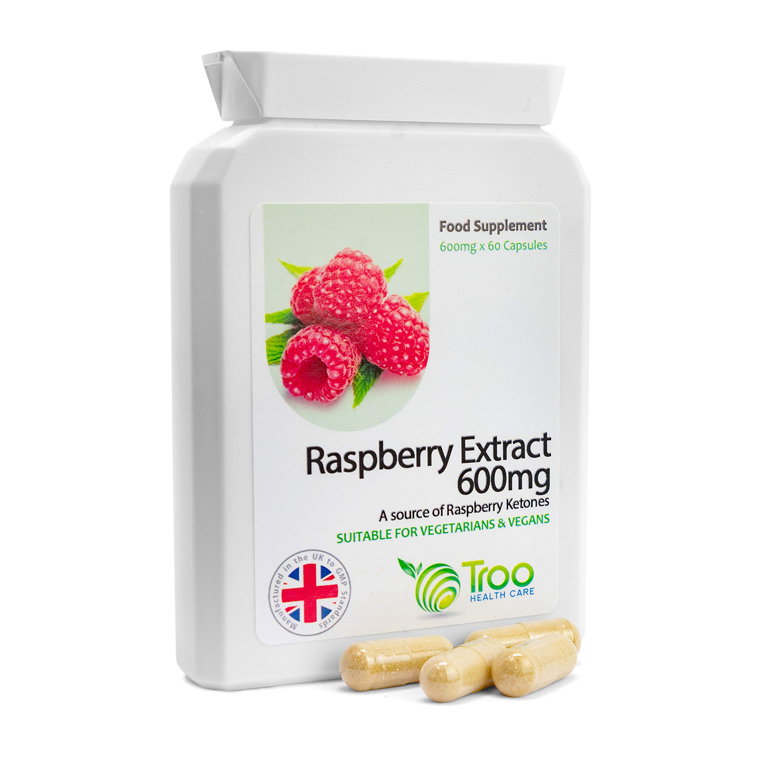 Pure Raspberry Extract Supplement (600mg) - 60 Capsules | Contains Natural Ketones | UK Manufactured to GMP Standards