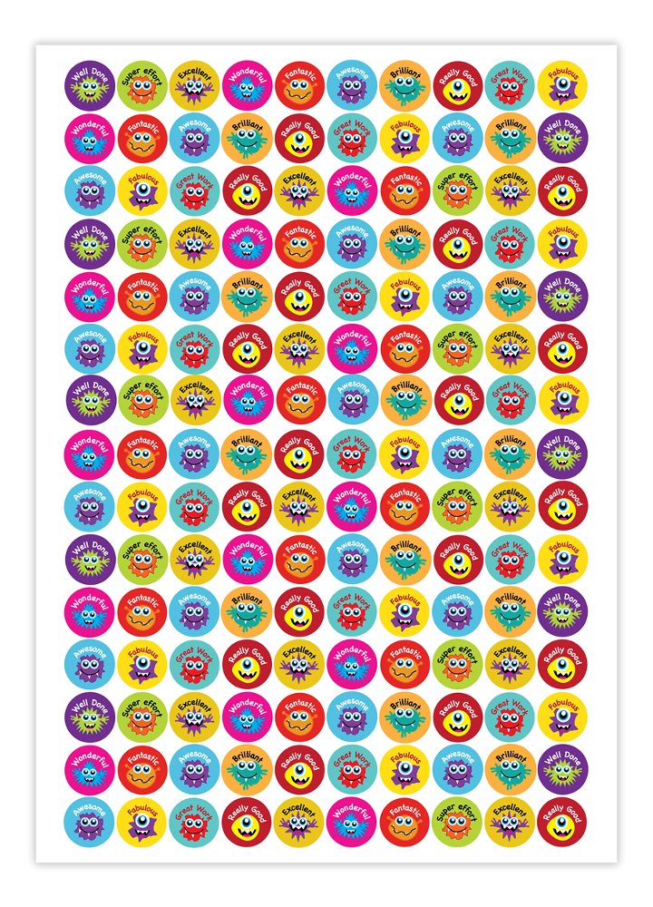 SuperStickers Praise Monster Reward Stickers (1500 x 16mm Stickers), DAS12325