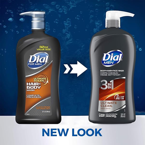 DIAL MEN 3IN1 BODY, HAIR AND FACE WASH, ULTIMATE CLEAN, 32 FL OZ