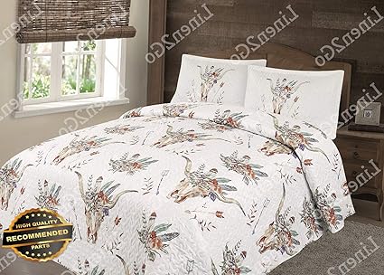 Amazon Com Werrox 3pc Skull Skeleton Flower Quilt Rustic Western