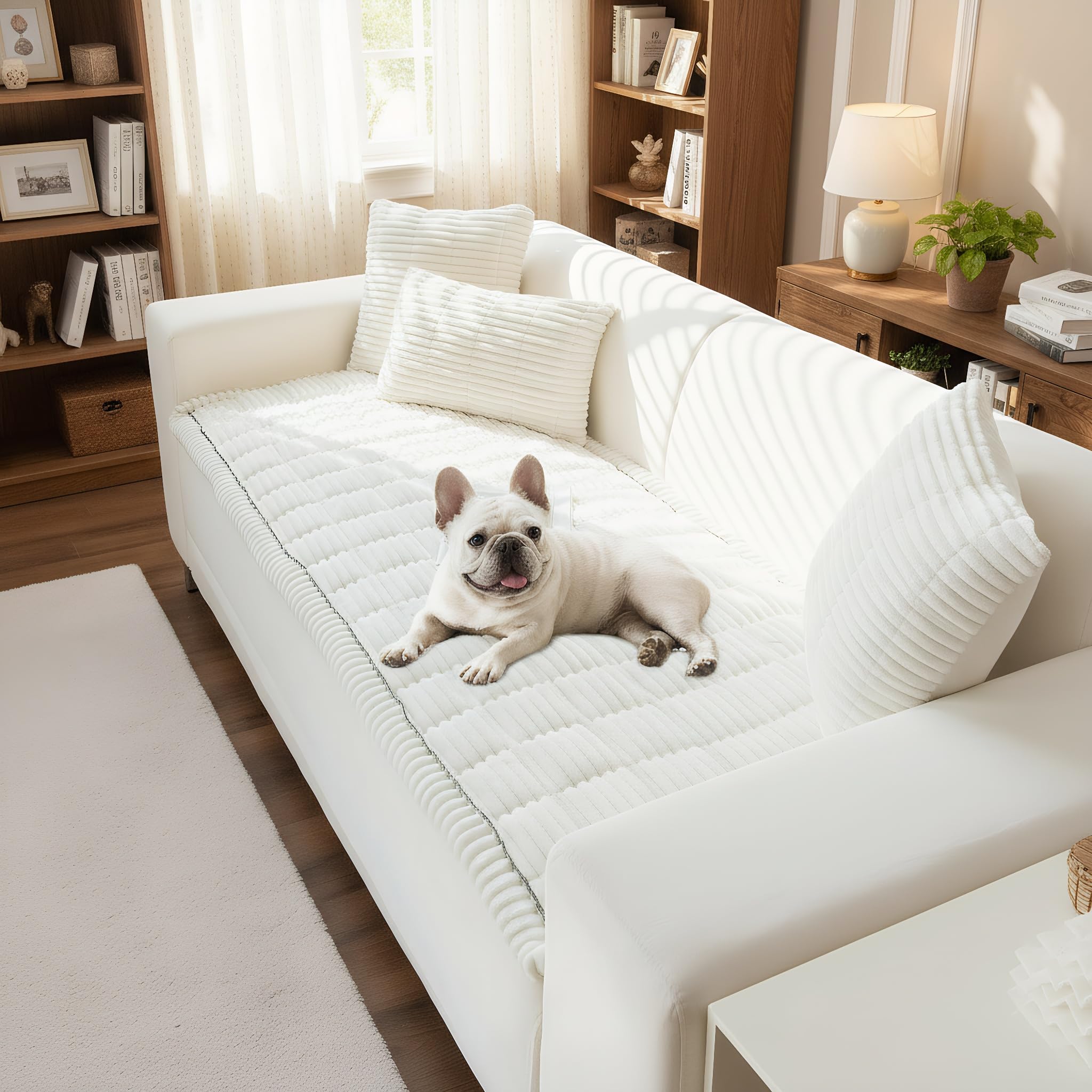 LiveGo Thick Sofa Covers Washable, Pet Couch Cover for Sofa, Washable Dog Couch Protector for Large Dogs, Soft & Fuzzy Non-Slip Sofa Cover for 2, 3, 4 Seater, Furniture Protector for Living Room