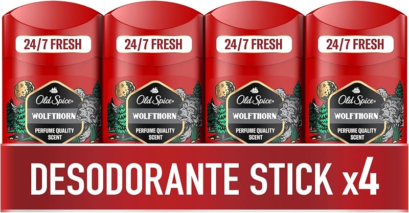 Desodorante em bastão old spice wolfthorn para homens, 50 ml, pacote com 4
