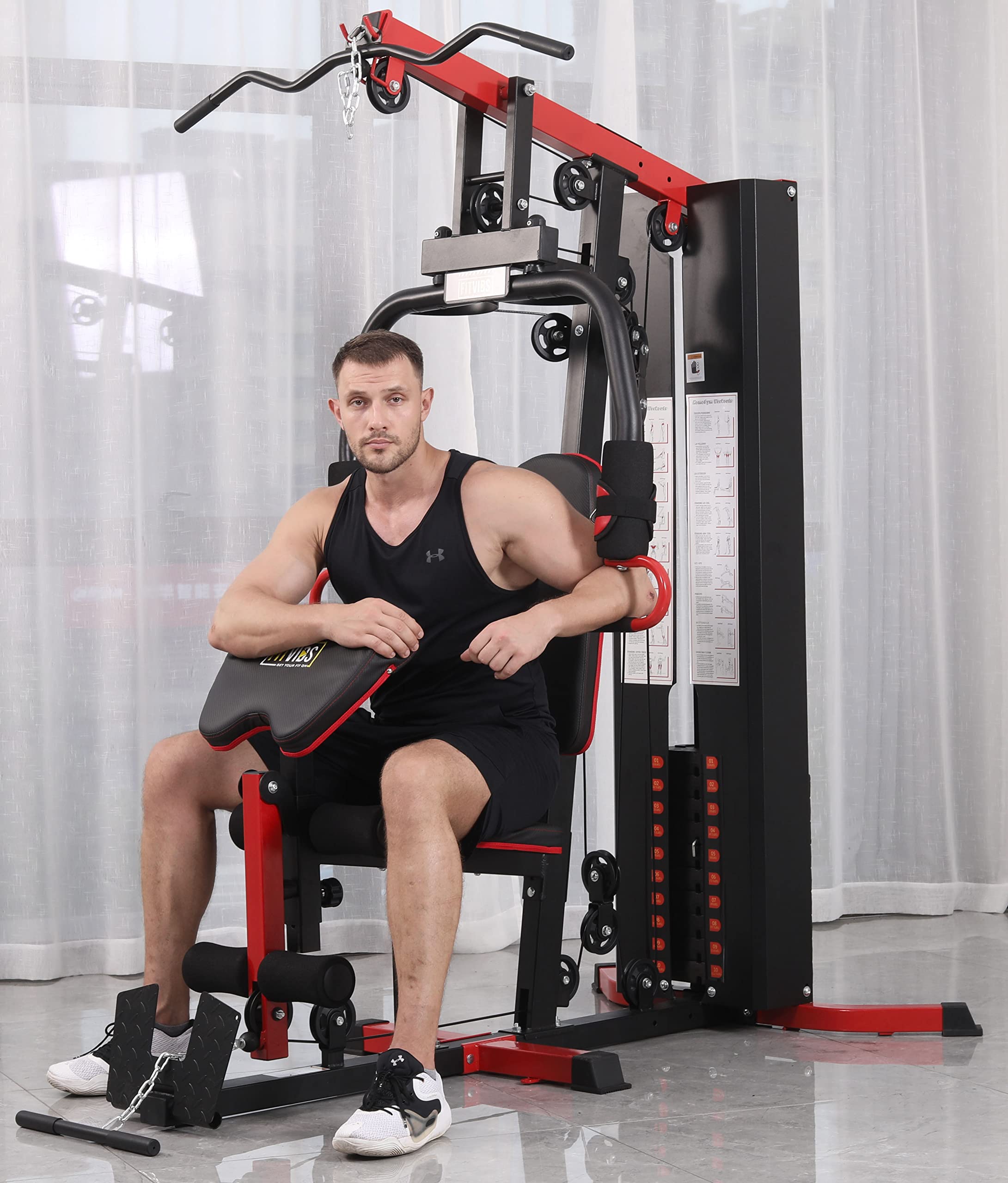 Photo 1 of ****Box 2 /2*****
Fitvids Multifunctional Home Gym System Workout Station with Leg Extension and Preacher Curl, 122.5LB Weight Stack, M750, Multiple Pacakges