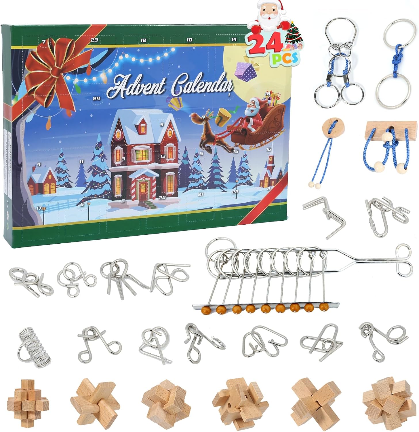 Advent Calendars - Advent Calendar 2023, Christmas Countdown Calendar Gift Box with 24 Brain Teaser Puzzles, Xmas Countdown Calendar Challenge for Adults Teens Boys Girls Kids Girls Kids