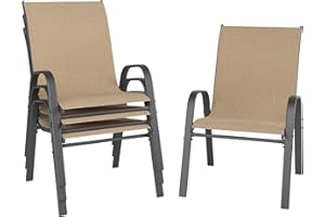 Redpick Patio Chairs Set of 4, Outdoor Dining Chairs Stackable for All Weather, Breathable Metal Modern Outside Furniture Chair for Pool Side, Garden, Backyard Deck, Brown