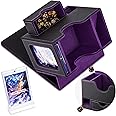 Flooyes MTG Commander Deck Box, Card Storage Box Fits 100 Double-Sleeved Cards, 35pt Card Brick, Dice Tray & Dice Pool, PU Leather Strong Magnet Card Deck Case for Magic Commander TCG CCG, Purple