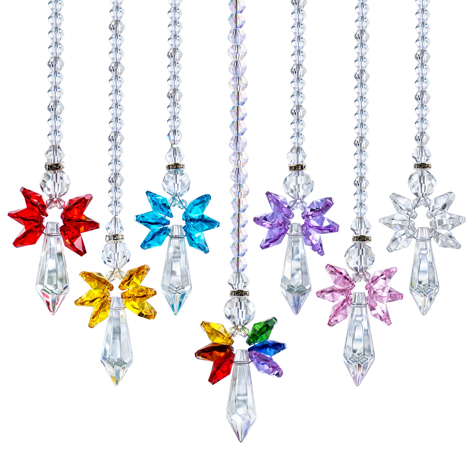Photo 1 of 7pcs Rainbow Guardian Angel Suncatcher for Home/Car Decoration & Porch Decor & Hangings Crystal Glass Ornament for Valentines Day, Gift for Mom Women