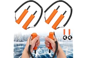 Gisafai 4 Pcs Retractable Ice Safety Picks Kits for ICES Fishing Skating Emergency Gear Accessories Portable Picks and Safety Whistle Tool Ice Spearing Equipment Winter Activities(Orange,Separate)