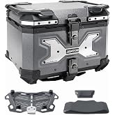 JAMTON 45L Motorcycle Top Case, Aluminum Motorcycle Tail Box Trunk with Universal Base - Anti-scratch gray