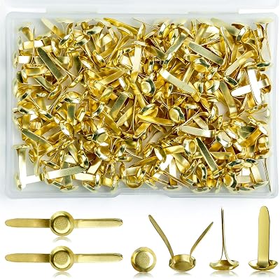 Realjoy 250 Pcs Gold Split Pins Heart Mini Brads Storage Box Scrapbooking