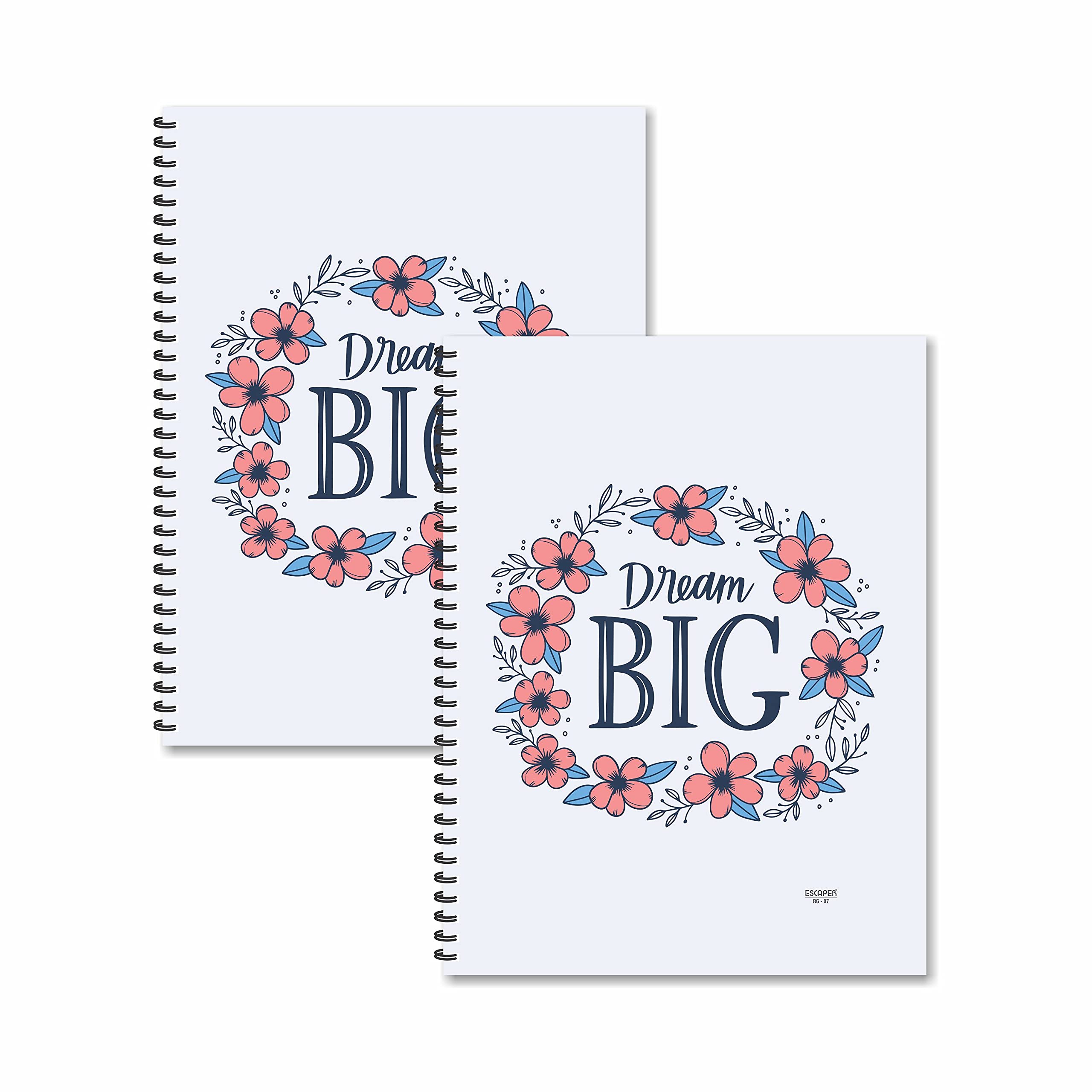 ESCAPER Dream Big Designer Registers A4 Size (Pack of 2 Units) | Spiral Notebooks Ruled a4 | a4 Size Notebooks | Register Books | Motivational Notebooks | wirebound notebooks a4 | notebook with quotes ESCAPER Dream Big Designer Registers A4 Size (Pack of 2 Units) | Spiral Notebooks Ruled a4 | a4 Size Notebooks | Register Books | Motivational Notebooks | wirebound notebooks a4 | notebook with quotes