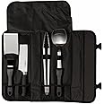 Camp Chef All-Purpose Chef Set - Includes Spatula, Flat-Nosed Spoon, Santoku Knife, Heavy-Duty Tongs & Carrying Case for Outdoor Cooking Equipment - 5 Pieces