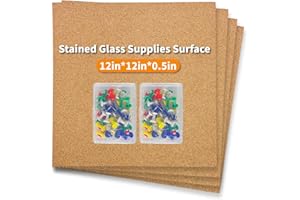 WINUSD Stained Glass Supplies, 4Pcs Heat Resistant Stained Glass Work Surface, Stained Glass Cutting Mat, Stained Glass Starter Kit, Stained Glass Tools for Table and Countertop Protection, 100Pcs Push Pins