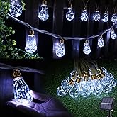 Solar Outdoor String Lights, 20Ft Vintage Rope Hemp Solar Patio Lights, Waterproof White Solar Powered String Lights With 8 Modes 16 Shatterproof Bulbs for Garden Yard Fence Stairs Balcony Café Bistro