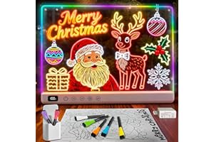 Cosmody Led Drawing Board,13.7"X11" Rechargeable Light Up Drawing Pad with 8 Color 6 Modes,led Note Board with Battery Level Display Function,7 Markers&Tracing Book,Doodle Gift Toy for Girls/Teens
