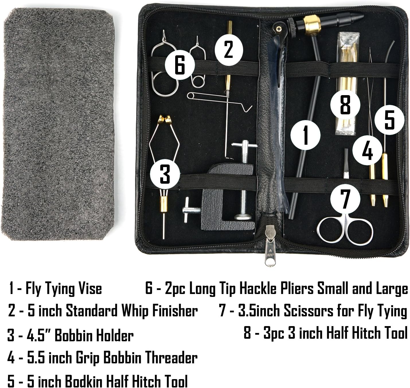 Aventik Fly Tying Tool Kit Combo Includes Fly Tying Vise, Whip Fisher, Bobbin Holder, Boddin Threader, Bodkin Half Hitch Tool, Hackle Plier Small and Large Long Tip, Scissors for Fly Tying, Half Hitch