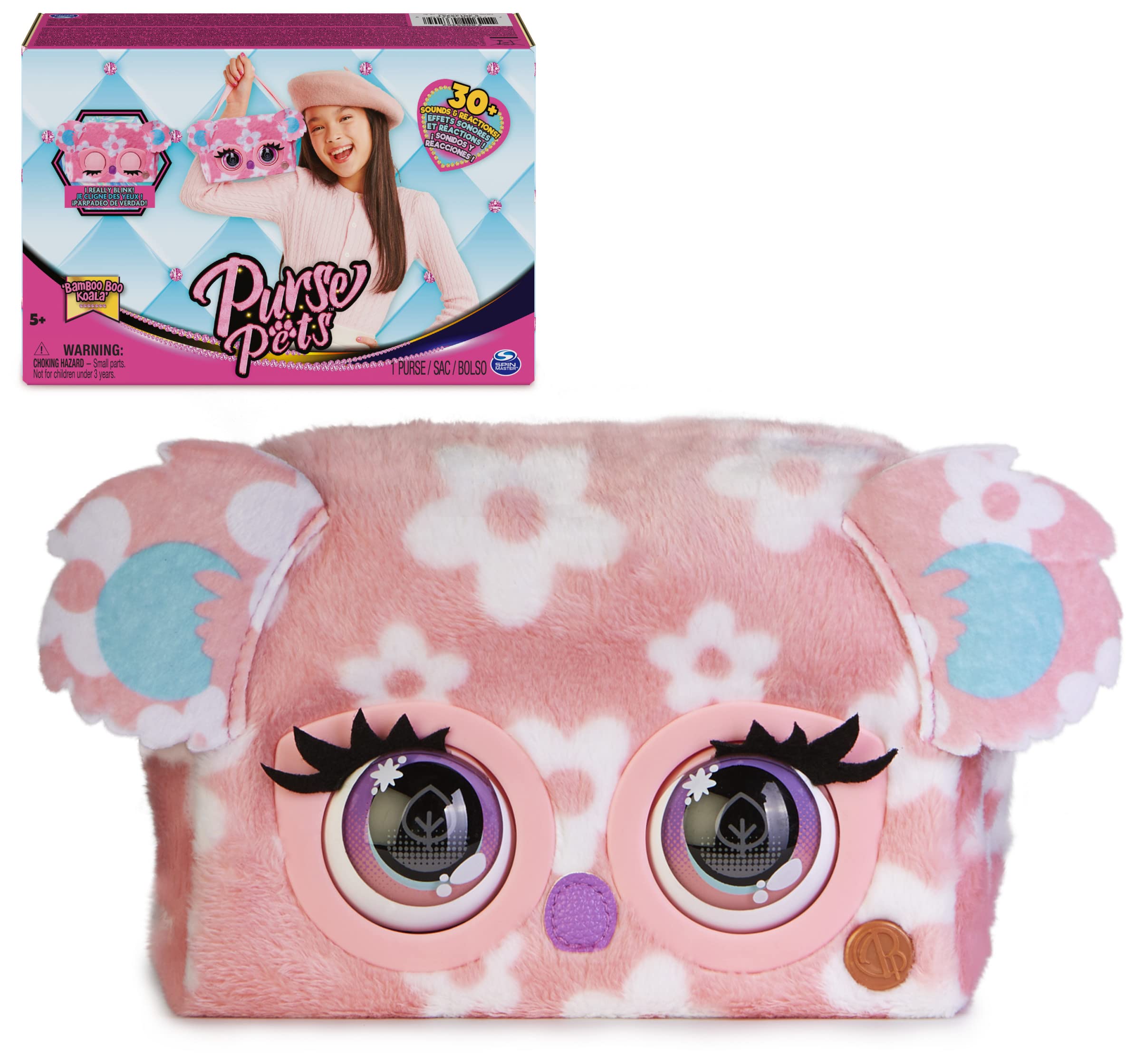Purse Pets, Print Perfect Bamboo Boo Koala, Interactive Pet Toy and Handbag with over 30 Sounds and Reactions, Kids’ Toys for Girls Ages 5 and up