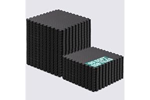 Yes4All EVA Interlocking Exercise Foam Floor Mats 12 sq ft with Border - for Gyms, Yoga, Outdoor Workouts- Available in Multi