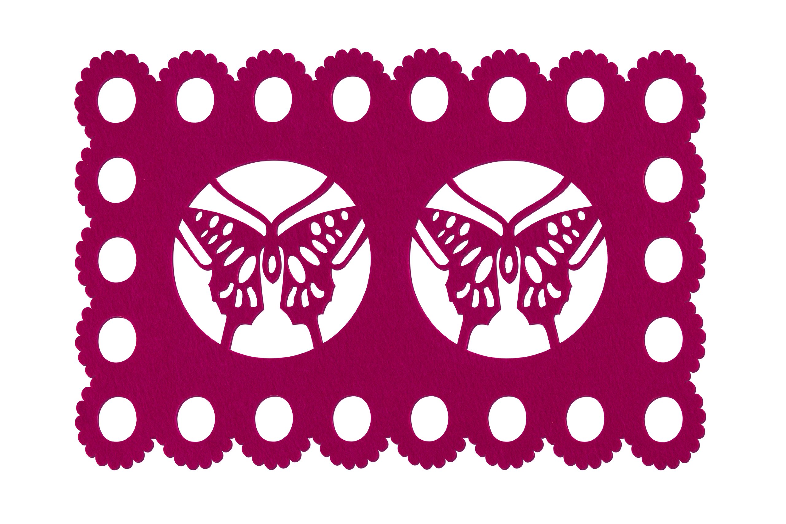 Premier Housewares Placemats for Dining Table, Butterfly Design, Hot Pink - Set of 2