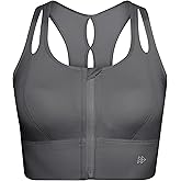 Yvette Womens Sports Bras High Impact Front Zipper Sports Bra for Large Bust Full Support Racerback Workout Running