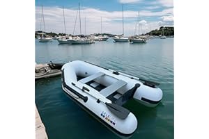 ELELIFE 10FT Inflatable Boat,2-3Person Portable raft,2 Aluminum seat Board and 5 Aluminum Floor,3 Independent air Tubes,14 inch Large Float.No disassembly Required, Ultra Portable Design