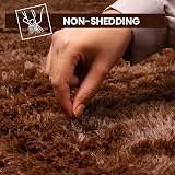Aspire Homeware Round Rug 120x120cm Brown Anti Slip Shaggy Thick Pile view 5