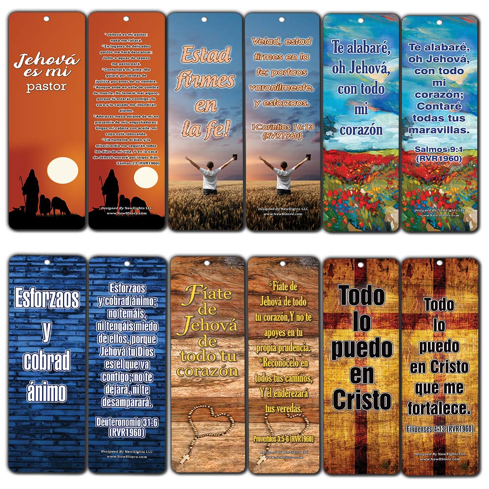 Spanish Popular Bible Verses Be Strong and Courageous Bookmarks (12-Pack)