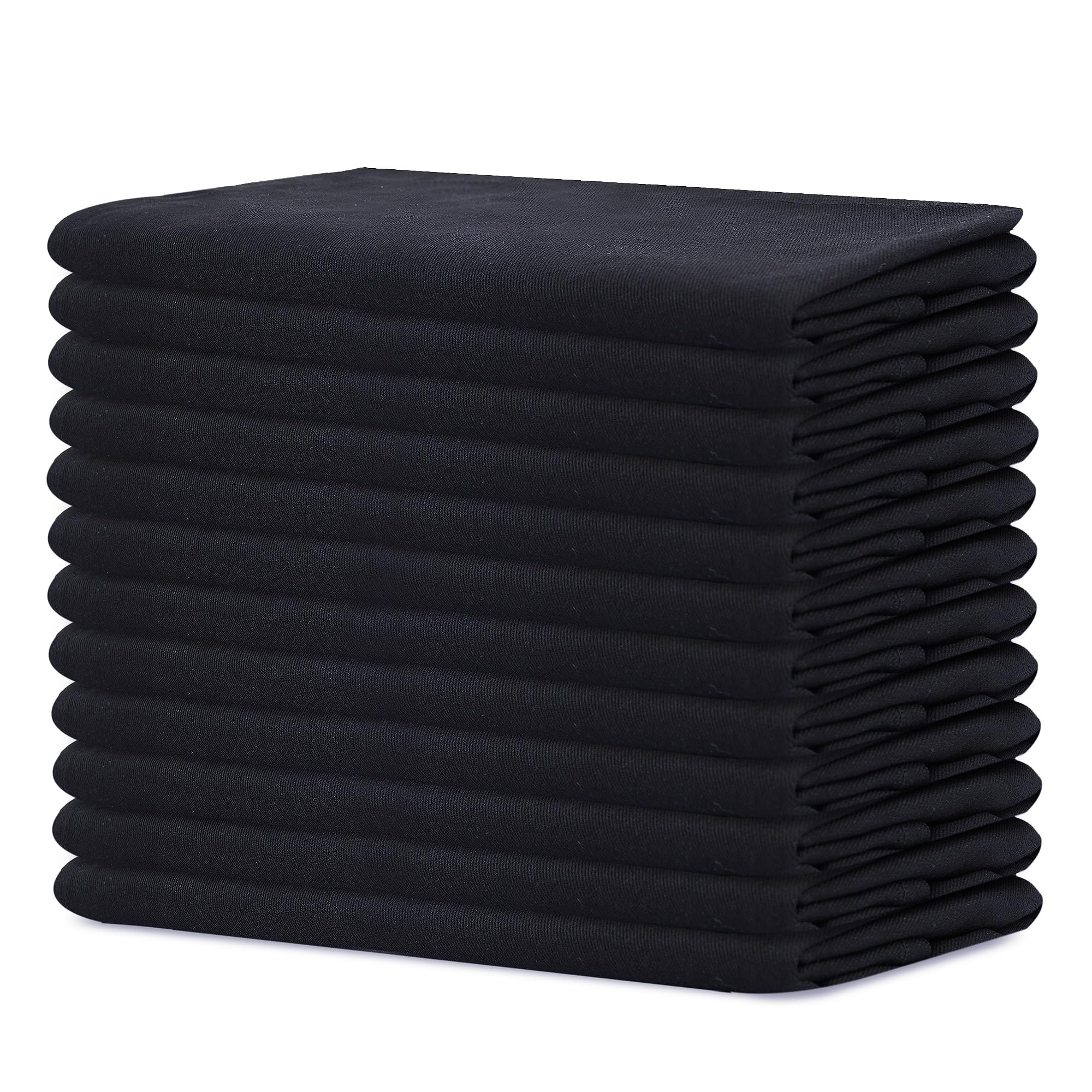 Sweet Needle Cotton Dinner Cloth Christmas Napkins Set of 12, 45x45 CM, Black - Heavy weight fabric for daily use, hotel quality with Mitered corners finish